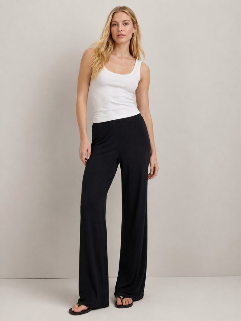 2/$30 Additions by Chico's Pullon Wide Leg Trouser Black 4 Short #A4120